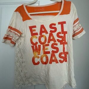 We The Free East Coast West Coast Tee in Orange and Cream